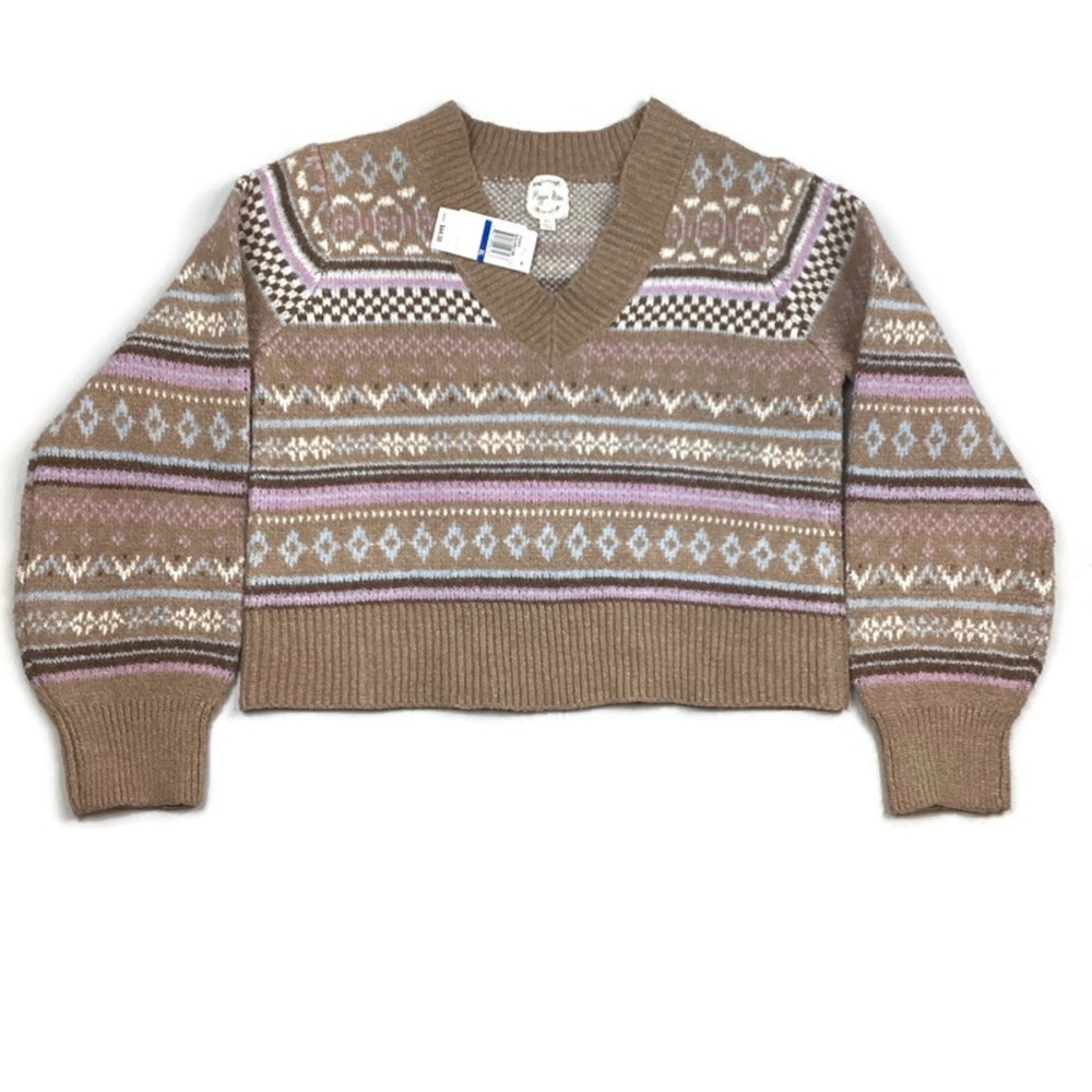 Hippie Rose Retro Vintage Style Knit V Neck Sweater NEW!